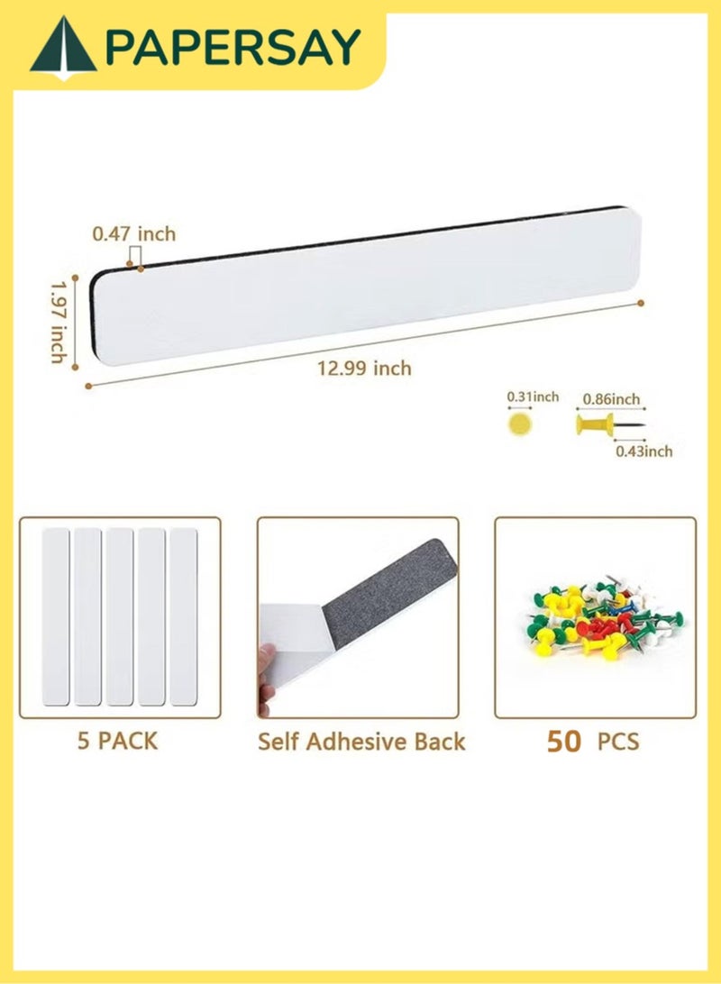  طائرة ورقية شرائط من اللباد لتزيين جدران غرف النوم والمكاتب والمنزل، لوح ملاحظات ذاتي اللصق مع 50 دبوس ضغط للصق الملاحظات والصور والجداول الزمنية، 5 قطع - Image 2