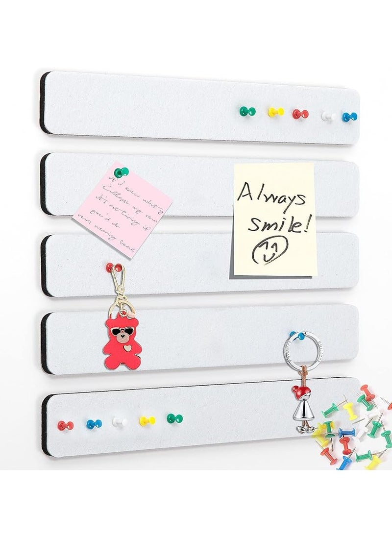Generic 5 Pack Bulletin Board Strips, Felt Pin Board Bar with 50 Push Pins Self-Adhesive Felt Bulletin Board for Office School Home Wall Decoration, for Organize Memo, Photos, Display  - Image 1
