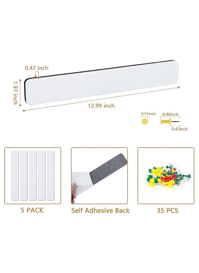 Generic 5 Pack Bulletin Board Strips, Felt Pin Board Bar with 50 Push Pins Self-Adhesive Felt Bulletin Board for Office School Home Wall Decoration, for Organize Memo, Photos, Display  - Image 3