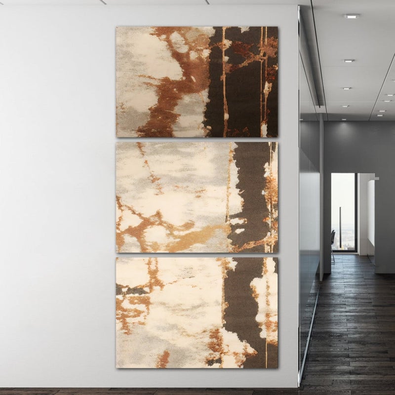 ماركتنا ثلاث لوحات قماشية بتصميم تجريدي مع برواز مجوف مقاس (120×60) ثلاث قطع - Image 1