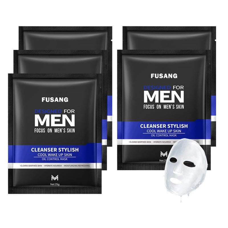 Fusang 5 Pcs Mens Facial Sheet MaskHydrating Face Masks Skincare Gift Set for MenMoisturizing Soothing Facial MasksEasy to Use Nourishing Face Mask Skin Care Set