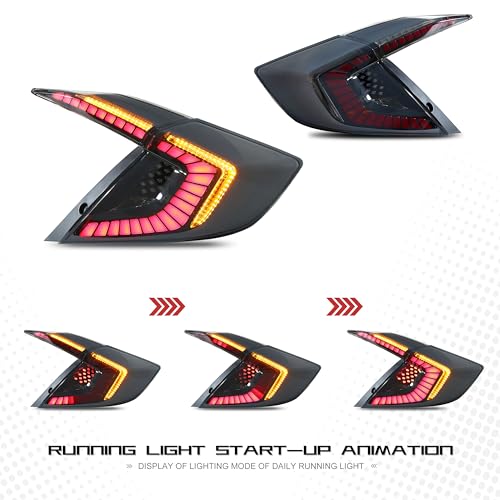 inginuity time LED Tail Lights For Honda Civic 10Th Generation 2016-2021 DRL Start Up Animation Rear Lamp Assembly (Not Fit For Hatchback) - Image 4