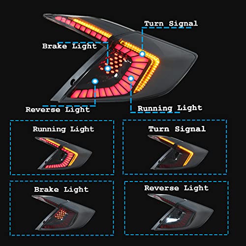 inginuity time LED Tail Lights For Honda Civic 10Th Generation 2016-2021 DRL Start Up Animation Rear Lamp Assembly (Not Fit For Hatchback) - Image 2
