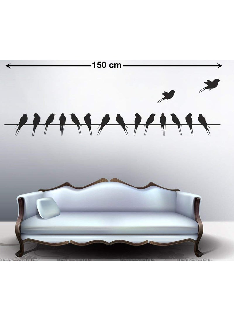 Decals Design Decals Design 'Beautiful Long Tail Birds on Wire' Wall Sticker (PVC Vinyl, 70 cm x 25 cm, Black)  - Image 2