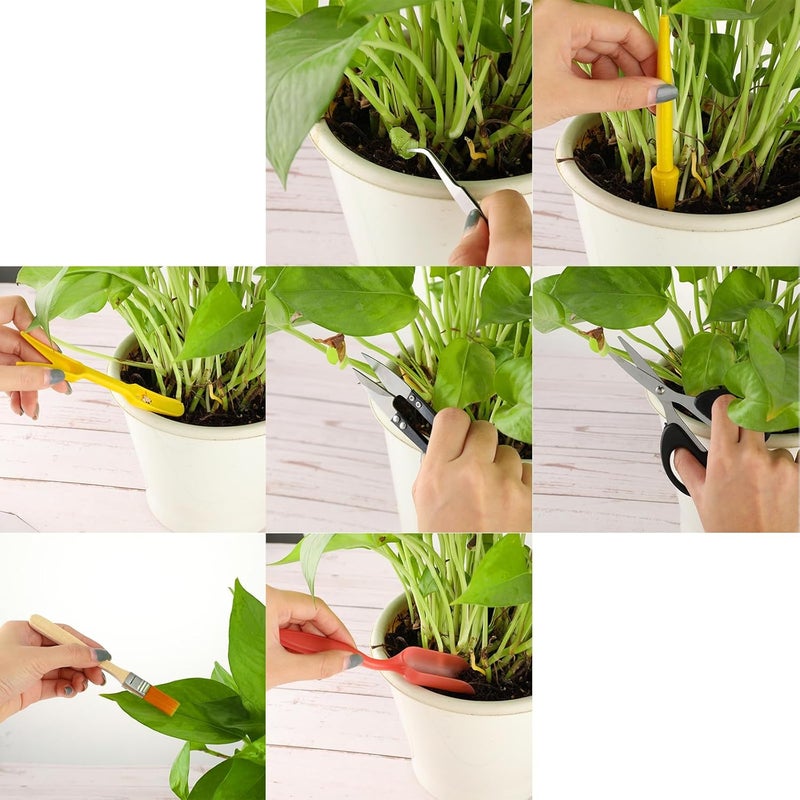 Honoson 13 Pieces Bonsai Tools Set Succulent Mini Garden Hand Tools Includes Pruning Shears, Mini Rake, Fold Scissors, Bud and Leaf Trimmer for Small Fairyland Gardening Plant - Image 5