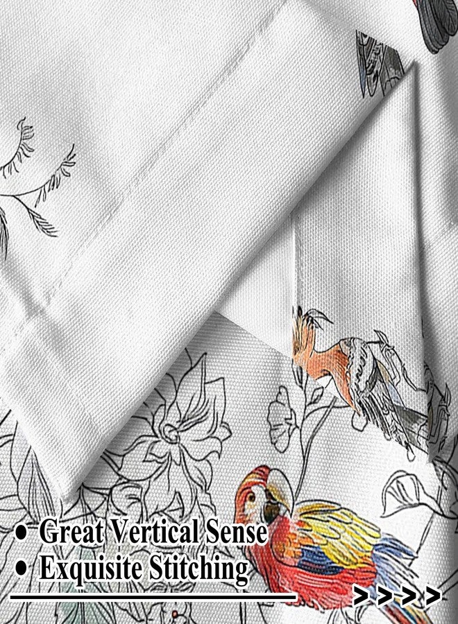 Renaiss 26 x 36 Inch Sketch Birds on Branch Kitchen Tier Curtains Spring Flowers Hummingbird Print Window Treatment Linen Rod Pocket Curtains for Bathroom Cafe Window Drapes Home Decor 2 Panels - Image 4