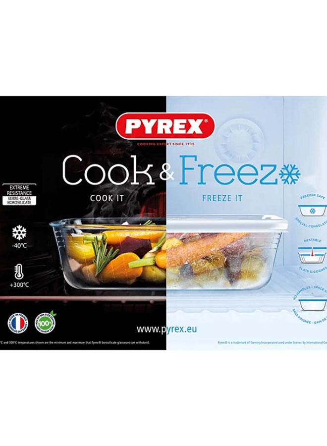 بيريكس Pyrex Cook & Freeze Rectangular Glass Dish with Lid 0.8L , Borosilicate Oven, Microwave, Freezer & Dishwasher Safe, Heat Resistant Meal Prep & Storage Container clear 0.8cm - Image 3