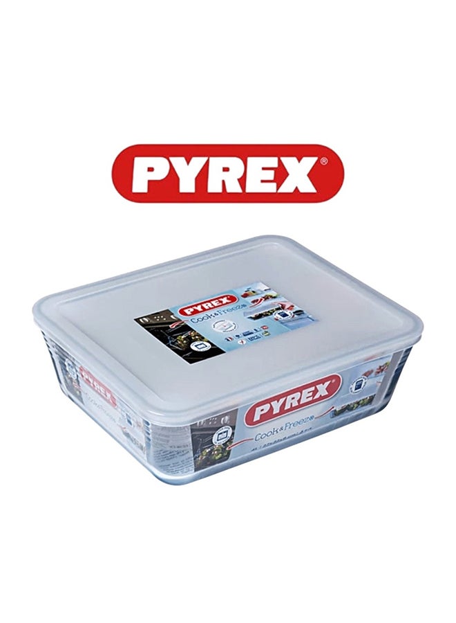 بيريكس Pyrex Cook & Freeze Rectangular Glass Dish with Lid 0.8L , Borosilicate Oven, Microwave, Freezer & Dishwasher Safe, Heat Resistant Meal Prep & Storage Container clear 0.8cm - Image 2