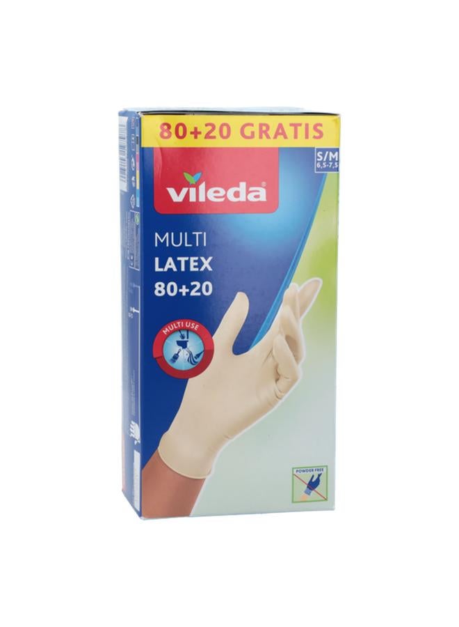 Vileda 100-Piece Disposable Multi-Purpose Latex Gloves Cream Small/Medium VG17 - Image 3