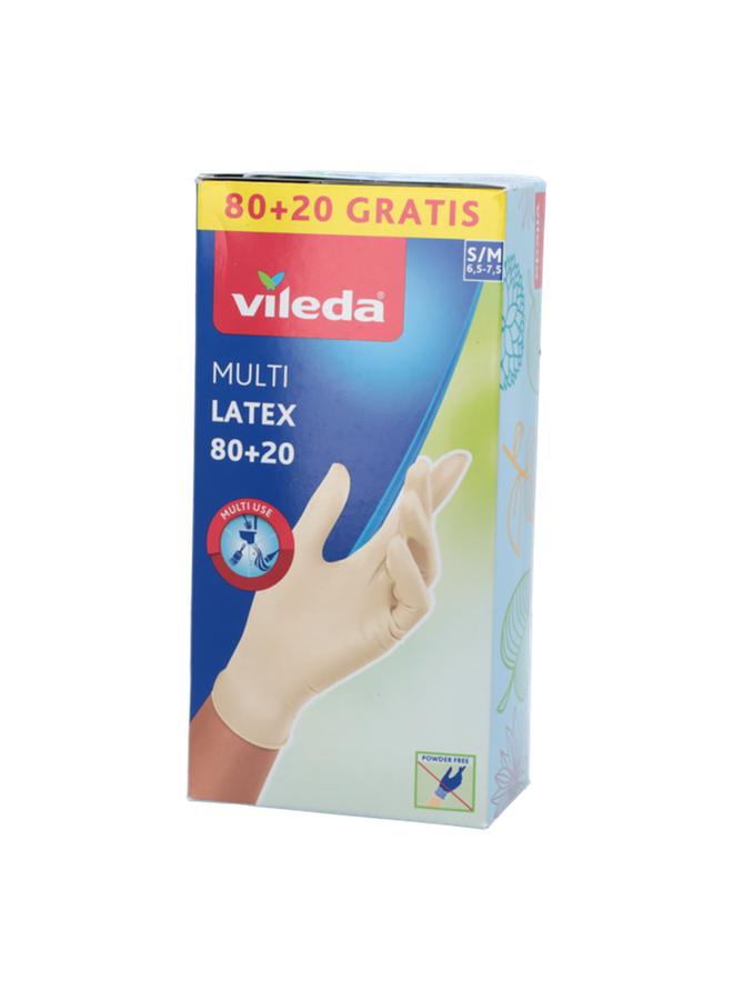 Vileda 100-Piece Disposable Multi-Purpose Latex Gloves Cream Small/Medium VG17 - Image 2