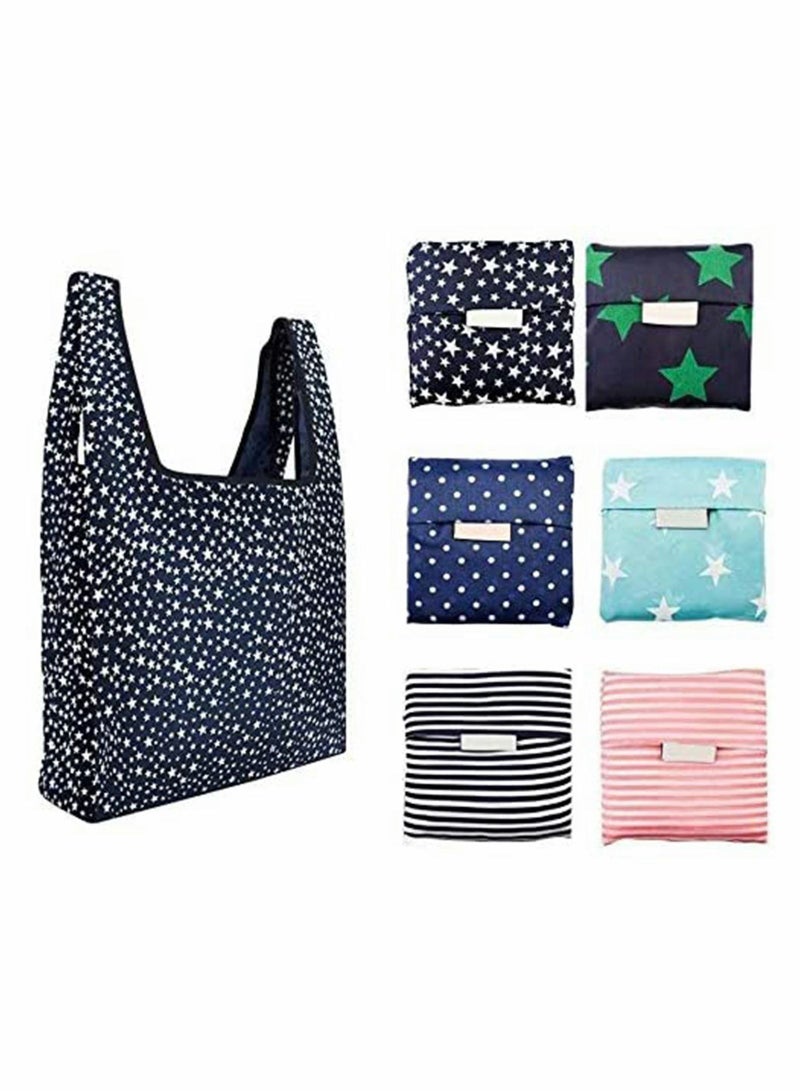 Y&D 6 Pack Shopping Grocery Bags, Foldable and Reusable Washable Tote with Pouch, Heavy Duty Bag, 16 kg Weight Capacity,  - Image 1