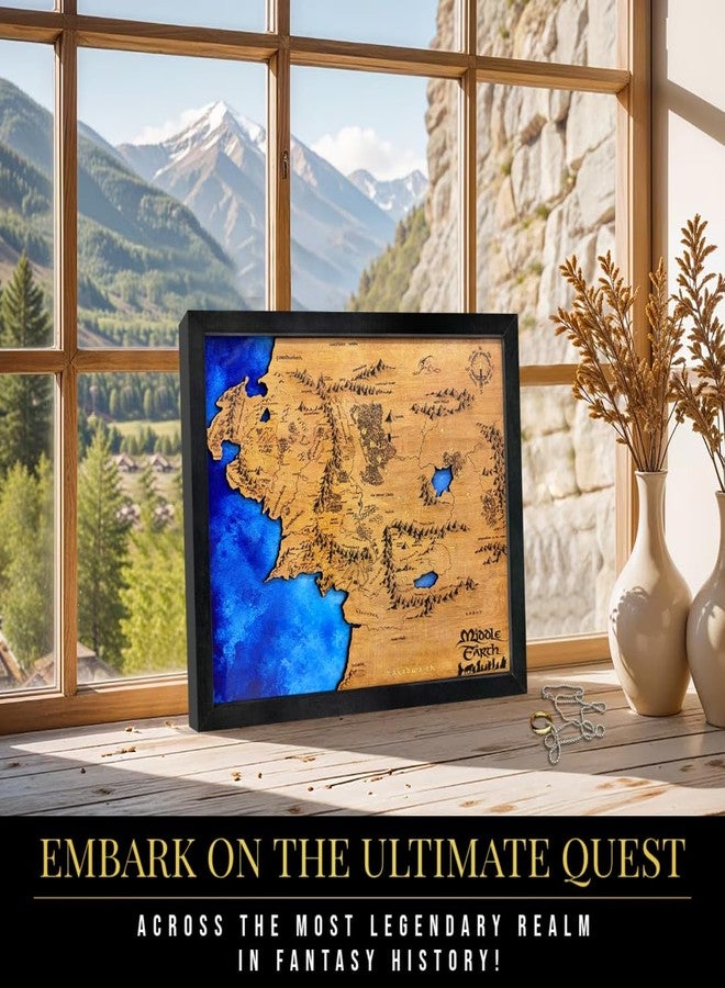 flinelife Wooden Middle Earth Map Wall Art Decor With Ring, 12X10, Perfect For Fans - Image 5