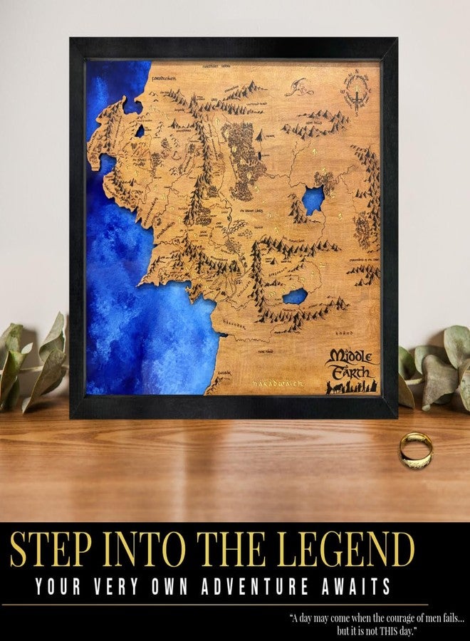 flinelife Wooden Middle Earth Map Wall Art Decor With Ring, 12X10, Perfect For Fans - Image 2