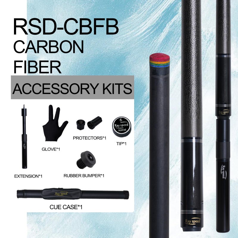 Ray speed Carbon Fiber Pool Cue Stick 12.5mm Rainbow Tip Low Deflection Pool Stick with Uni-loc Pin Joint and Extension Pool Stick-20 oz - Image 4