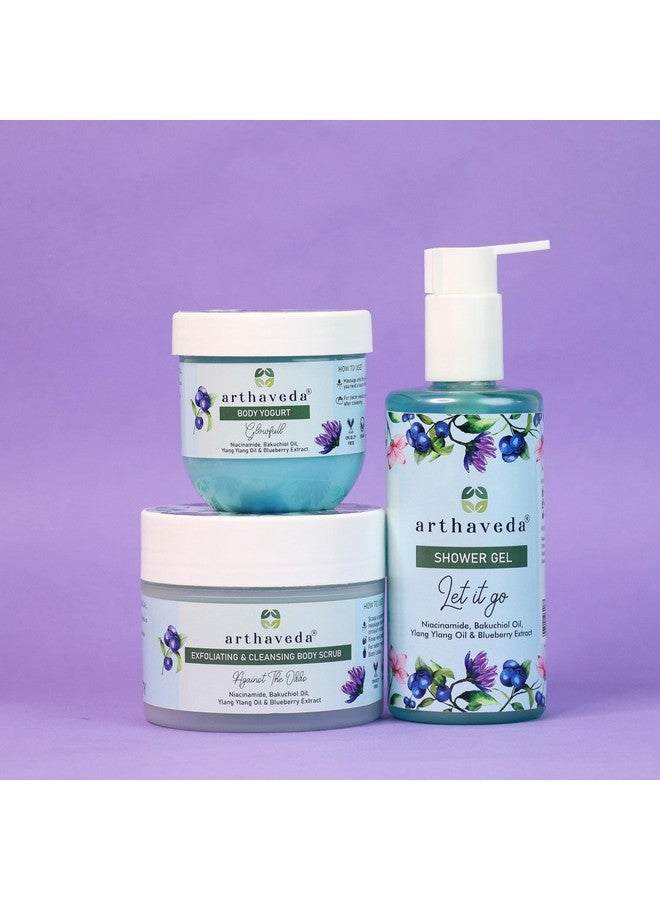 Arthaveda Blueberry Radiance Trio | Shower Gel | Body Yogurt | Body Scrub | Brightening & Nourishing Skincare Combo | Perfect Cost-Friendly Gift For All Occasions - Birthdays, Anniversaries, Festivals & More | Unisex | Premium Gift Packaging | Pack of 3 - Image 1