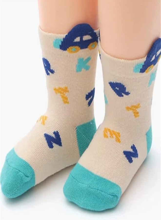 Nimai Creation جوارب أطفال قطنية من نيمائي كريشن - جوارب ملونة وجميلة بطول الكاحل مضادة للانزلاق للأطفال والرضع، وقابلة للتنفس، وخفيفة الوزن، وناعمة للغاية (عبوة من 3)  - Image 3