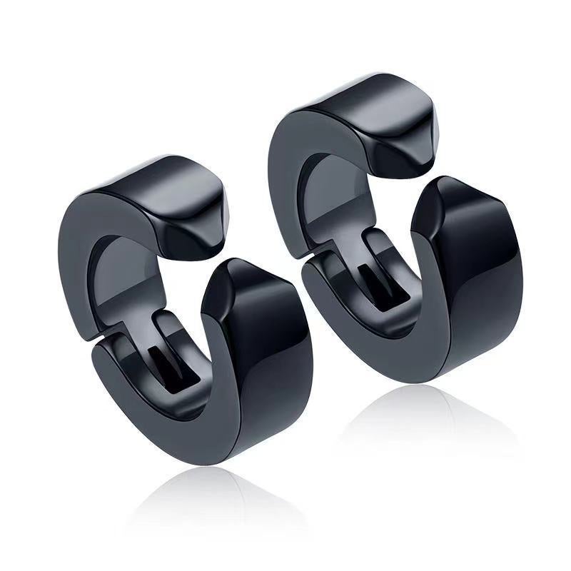 Black Punk Titanium Ear Cuffs Unisex Fashion 4*9 black flat ear clip black one