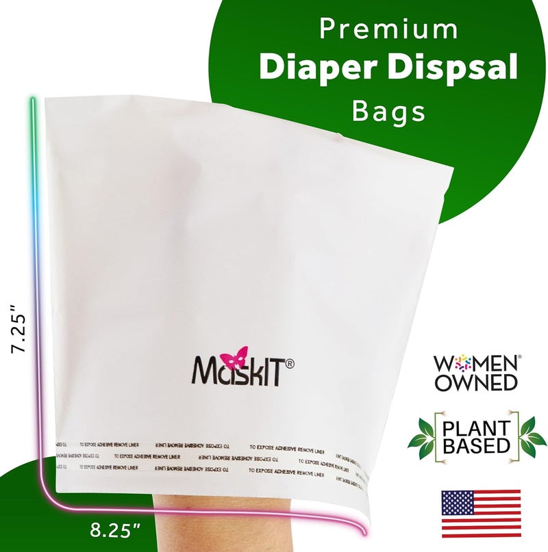 MaskIt أكياس التخلص من الحفاضات MaskIT - القضاء على الروائح مع أكياس التخلص من الحفاضات المحمية من الروائح - تناسب جميع حفاضات الأطفال ومعظم أحجام حفاضات البالغين - مصنوعة من مواد نباتية - مصنوعة في الولايات المتحدة - مملوكة لامرأة - Image 2