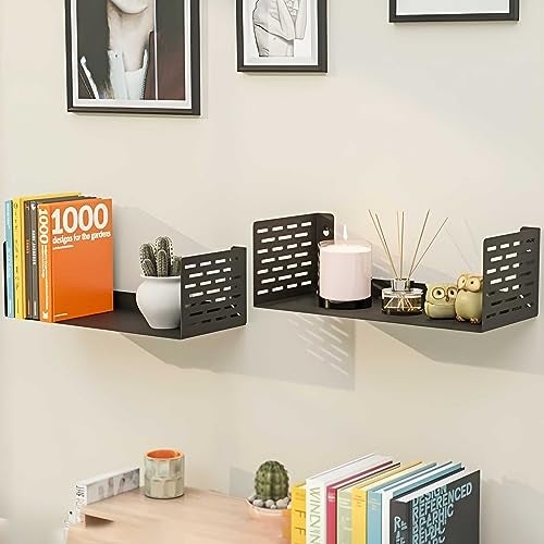 Spillbox Metal Shelf|Storage Rack|Multipurpose Metal Rack|Floating Wall Shelves|Bathroom Shelves|CD/DVD Organizer|Heavy-Duty Storage|Bookshelf |Plant Stand|Lohe Ki Almari- U Shape Shelf(Small, Black) - Image 2