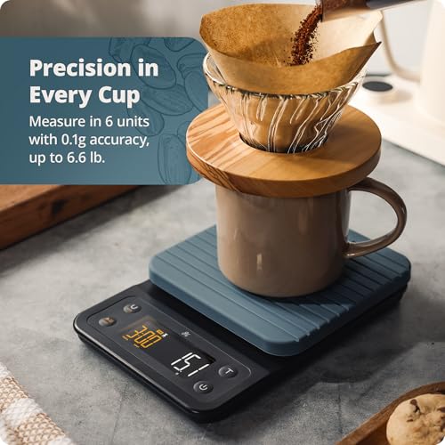 Greater Goods 0.1g Precision Coffee Scale with Timer – 3kg Digital Scale for Pour-Over, Espresso, French Press, Kitchen Use (Stone Blue) - Image 3