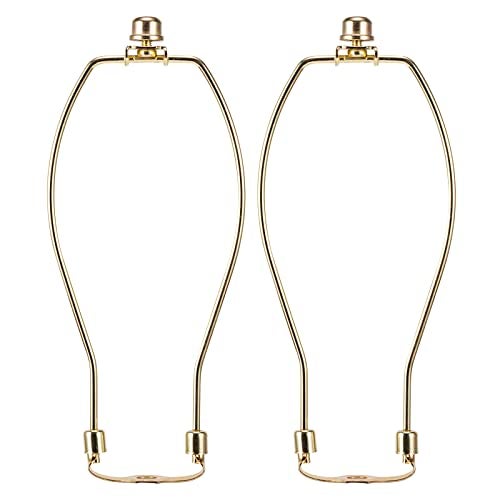 saangseon 9 Inch Brass Lamp Harp Holder Kits with Finials and Detachable Saddle Bases, Light Duty, Saangseon Set of 2 DIY Lighting Accessories Horn Frame Lampshade Brackets - Image 1