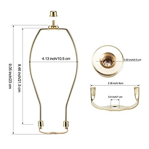 saangseon 9 Inch Brass Lamp Harp Holder Kits with Finials and Detachable Saddle Bases, Light Duty, Saangseon Set of 2 DIY Lighting Accessories Horn Frame Lampshade Brackets - Image 2