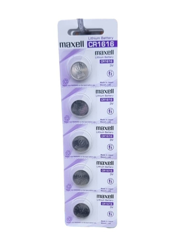 Maxell 5 Pcs CR1616 3V Lithium Battery