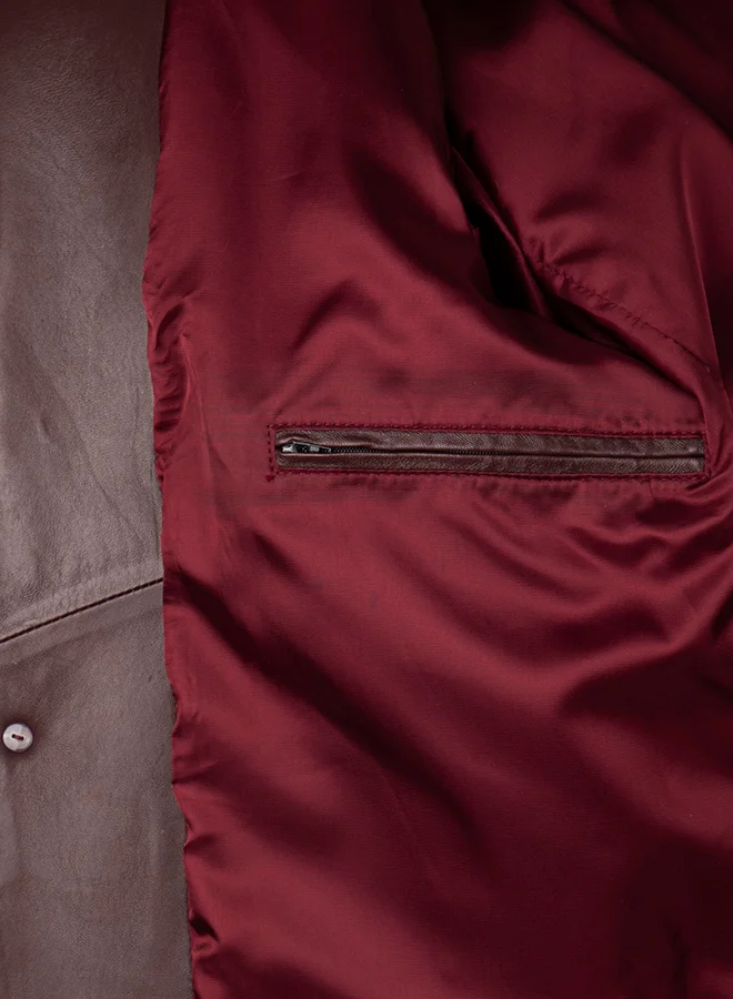 FELIX HARDY Genuine Leather Bordeaux Blazer Jacket