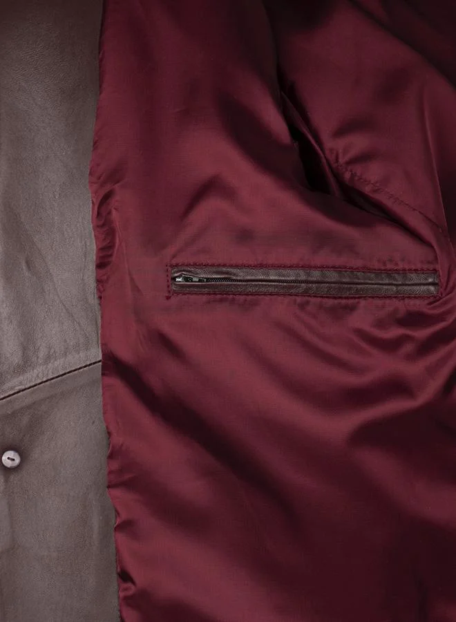 فيليكس هاردي جاكيت بليزر جلد عنابي أصلي