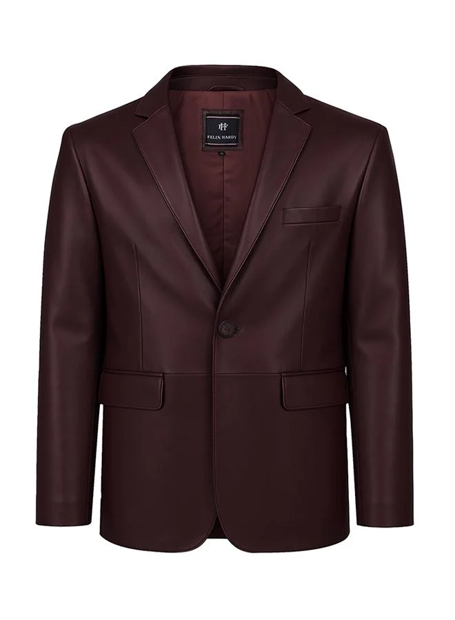 فيليكس هاردي جاكيت بليزر جلد عنابي أصلي