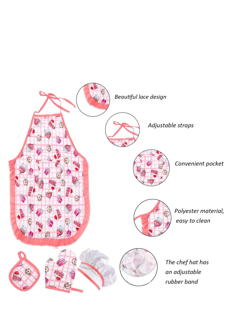 Excefore Kids Cooking and Baking Set, Real Baking Kit Kids Kitchen Toys, Chef Hat Apron Mitt Kitchen Accessories, Suitable for Little Kids Gift - Image 4