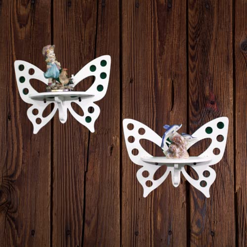 Raytrees Wooden Set of Two Butterfly Wall Shelf/Stand for Living Room|Wooden Wall Mounted Home Decor|Wall Organizerwith 2 Shleves for Bedrooms, Bathrooms,Kitchens,Offices,Living Rooms 33 X 12 X 25 CM - Image 1