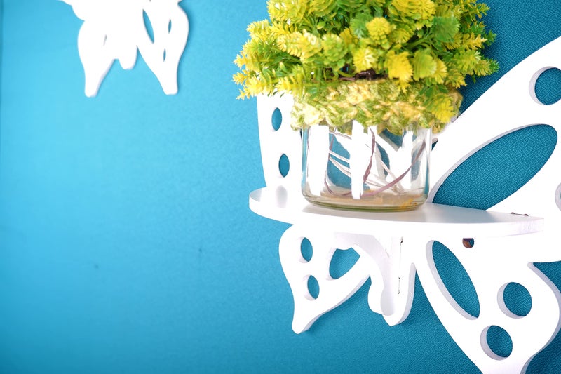 Raytrees Wooden Set of Two Butterfly Wall Shelf/Stand for Living Room|Wooden Wall Mounted Home Decor|Wall Organizerwith 2 Shleves for Bedrooms, Bathrooms,Kitchens,Offices,Living Rooms 33 X 12 X 25 CM - Image 3