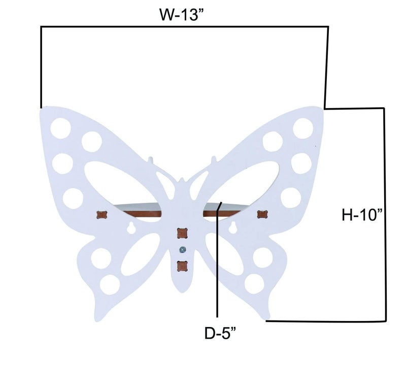 Raytrees Wooden Set of Two Butterfly Wall Shelf/Stand for Living Room|Wooden Wall Mounted Home Decor|Wall Organizerwith 2 Shleves for Bedrooms, Bathrooms,Kitchens,Offices,Living Rooms 33 X 12 X 25 CM - Image 5