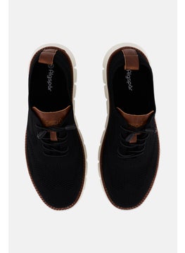 Algspar Men Brand Logo Lace Up Causal Shoes, Black  - Image 2