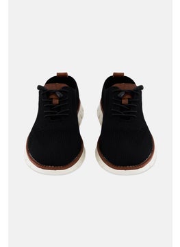 Algspar Men Brand Logo Lace Up Causal Shoes, Black  - Image 4
