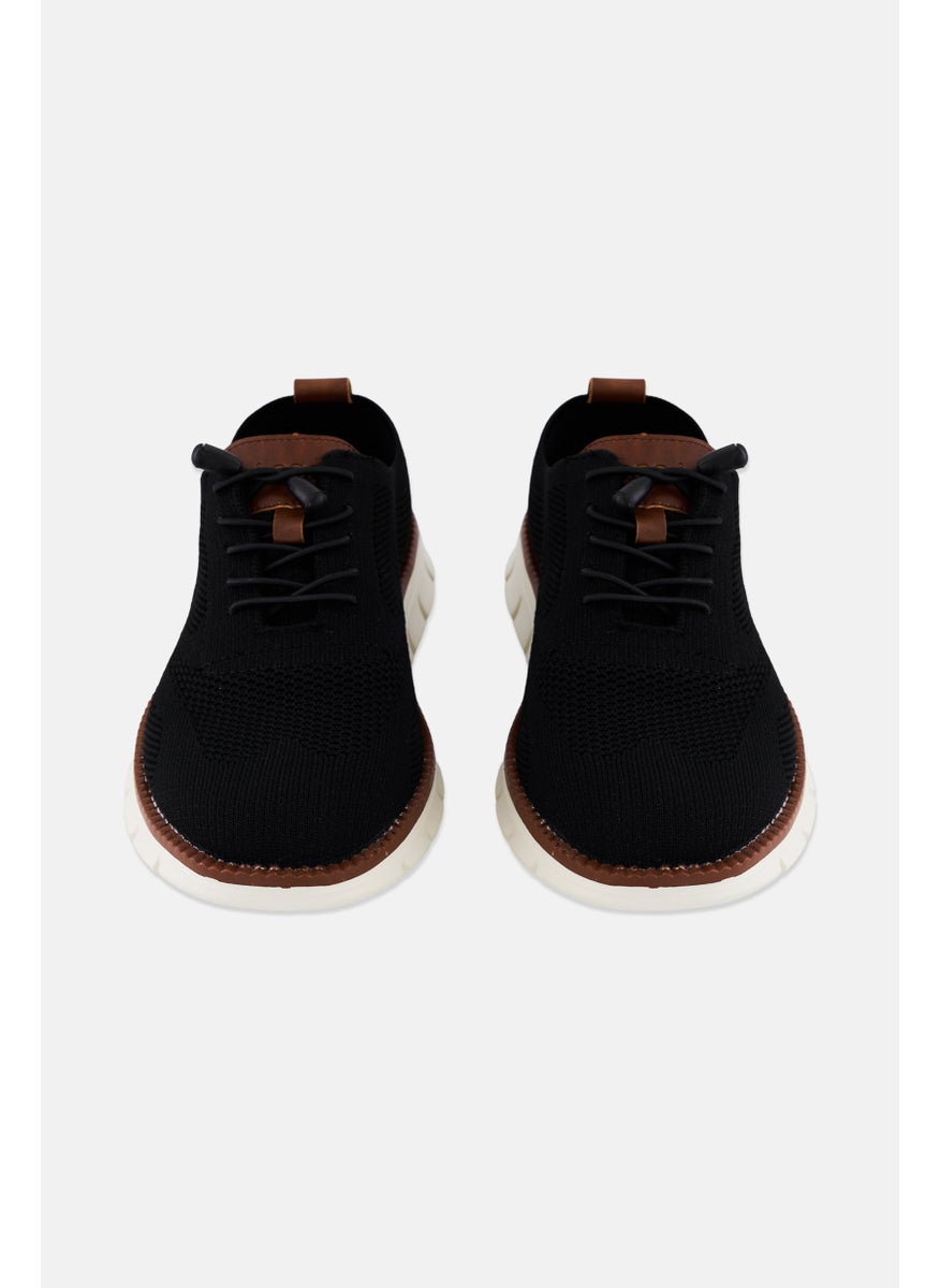 Algspar Men Brand Logo Lace Up Causal Shoes, Black  - Image 4