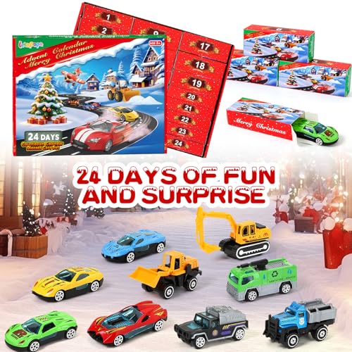 Letapapa Advent Calendar 2025 for Kids 24 Days Christmas Countdown Calendar with Diecast Cars for Toddler Boys Christmas Advent Calendars Cars Set Classroom Prizes Xmas Holiday Party Favor Gift for Kids - Image 3
