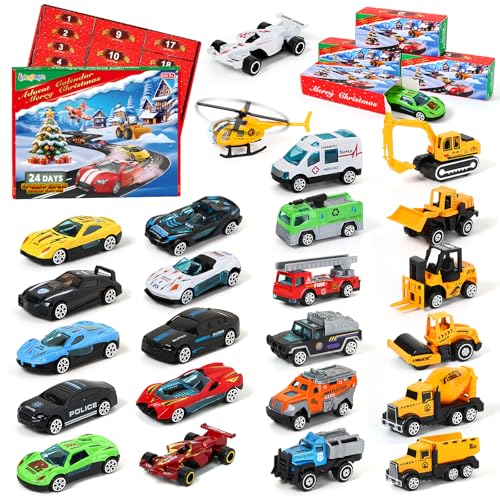 Letapapa Advent Calendar 2025 for Kids 24 Days Christmas Countdown Calendar with Diecast Cars for Toddler Boys Christmas Advent Calendars Cars Set Classroom Prizes Xmas Holiday Party Favor Gift for Kids - Image 1