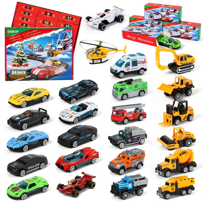 Letapapa Advent Calendar 2025 for Kids 24 Days Christmas Countdown Calendar with Diecast Cars for Toddler Boys Christmas Advent Calendars Cars Set Classroom Prizes Xmas Holiday Party Favor Gift for Kids - Image 2