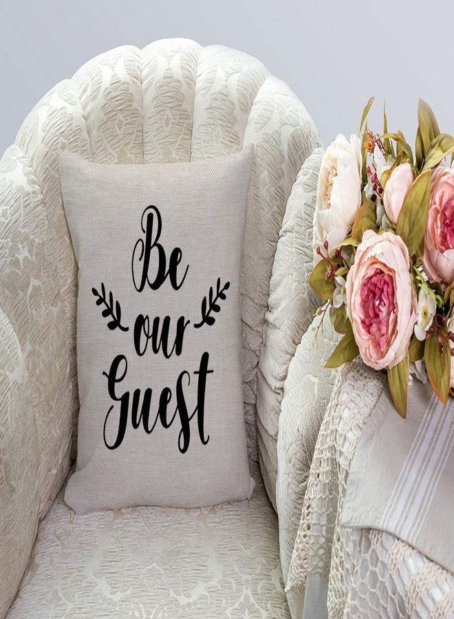 SSOIU Be Our Guest Pillow Cover Farmhouse Decor - Linen Pillow Cover - Farmhouse Pillows - Rustic Pillow - Rustic Decor - Bedroom Decor Pillow - Image 2
