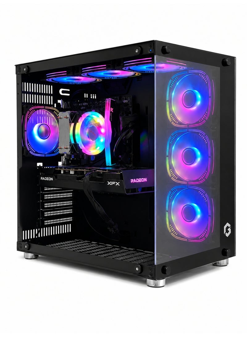PC Gaming Computer Professional Build -  AMD RADEON RX7600 8GB DDR6 Graphics Card - I512400F  Processor - H610M S2H   Motherboard - AIR Cooling + 7 Fans -RAM 16GB – Memory 1TB  with Windows 11 PRO