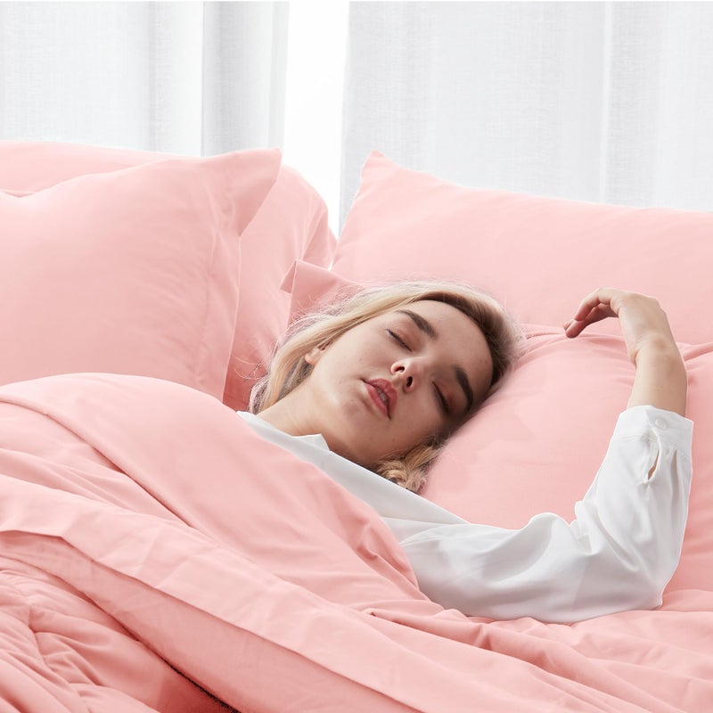 Newspin King Comforter Set Pink - Bed in a Bag King Size 8 Pieces, All Season Bed Set, Fluffy Comforter Set with Sheets, Sheet Set Quilt Blanket, Pillowcases & Shams & Bed Skirt - Image 2