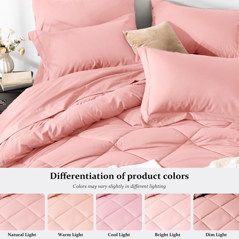 Newspin King Comforter Set Pink - Bed in a Bag King Size 8 Pieces, All Season Bed Set, Fluffy Comforter Set with Sheets, Sheet Set Quilt Blanket, Pillowcases & Shams & Bed Skirt - Image 4