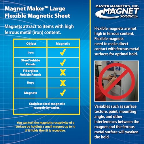 Master Magnetics Flexible Magnetic Sheet - Non-Adhesive Magnet - Ideal for Car Signs - Strong DIY Magnets for Fridge, Dry Erase Board, Crafting - 24.5" L x 12" W - White Vinyl Front - 1-Pack - Image 3