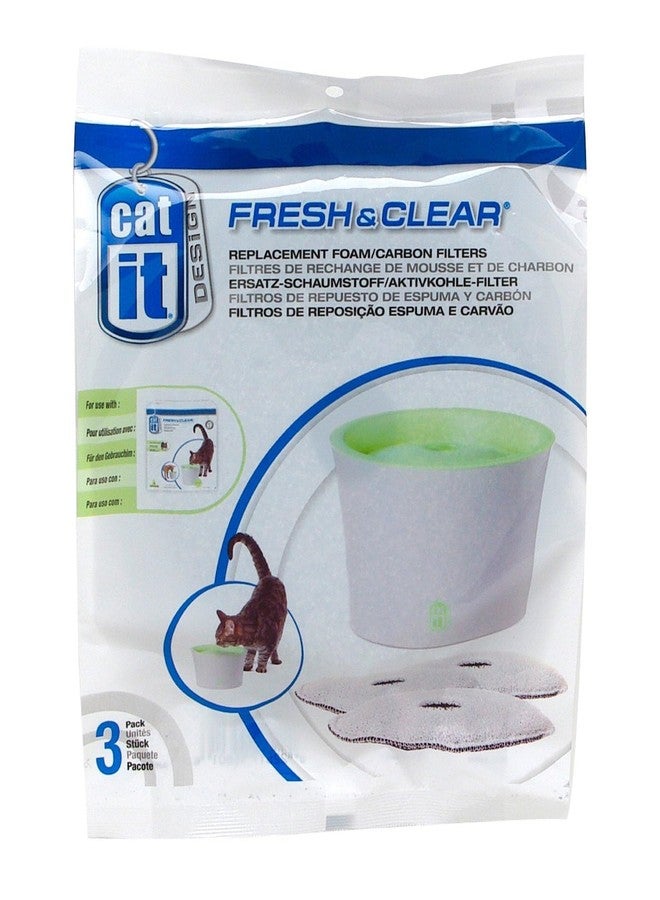 Catit Replacement 3 pack Carbon & Foam Cartridge for Fresh & Clear Water Fountain - Image 1