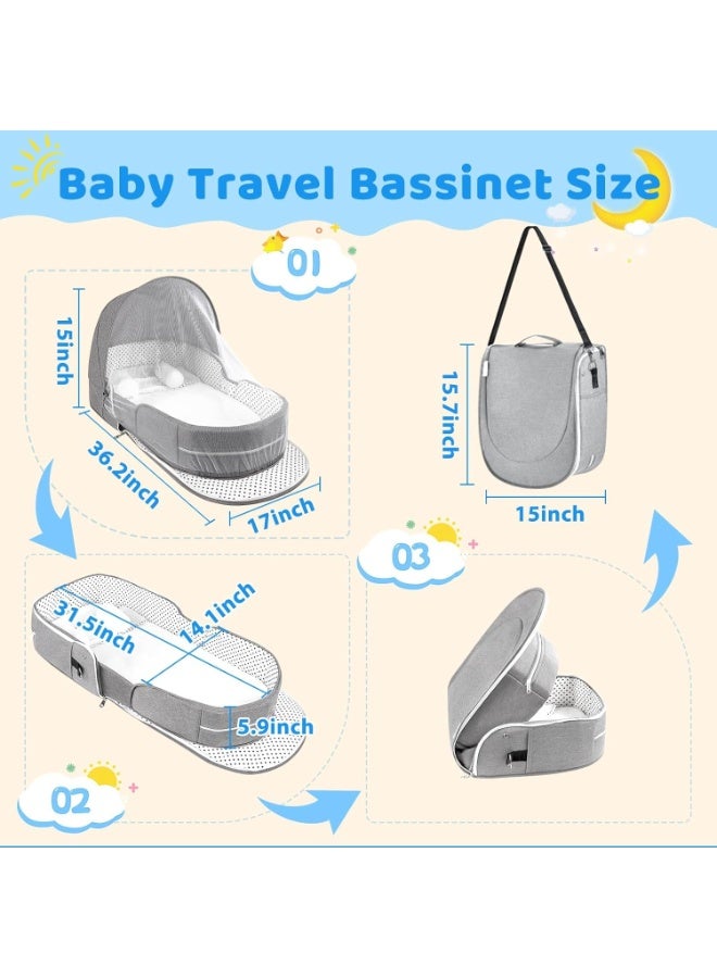 هيلاكيكس سرير سفر للاطفال مع شبكة ناموسية ومظلة، خيمة اطفال قابلة للطي، سرير سفر بيونيك جيد التهوية، سرير اطفال محمول قابل للطي مع شبكة ناموسية - Image 2