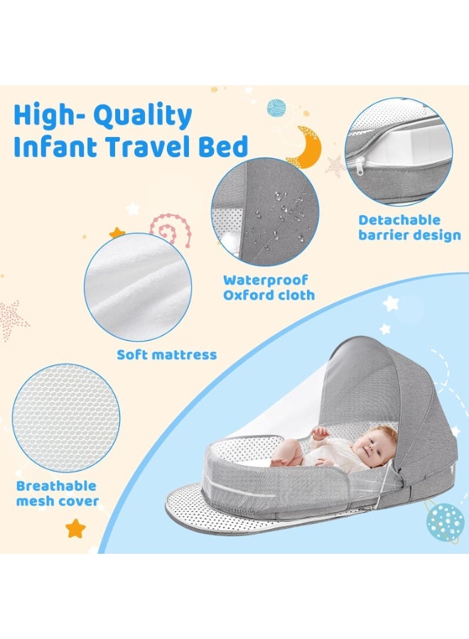 هيلاكيكس سرير سفر للاطفال مع شبكة ناموسية ومظلة، خيمة اطفال قابلة للطي، سرير سفر بيونيك جيد التهوية، سرير اطفال محمول قابل للطي مع شبكة ناموسية - Image 3