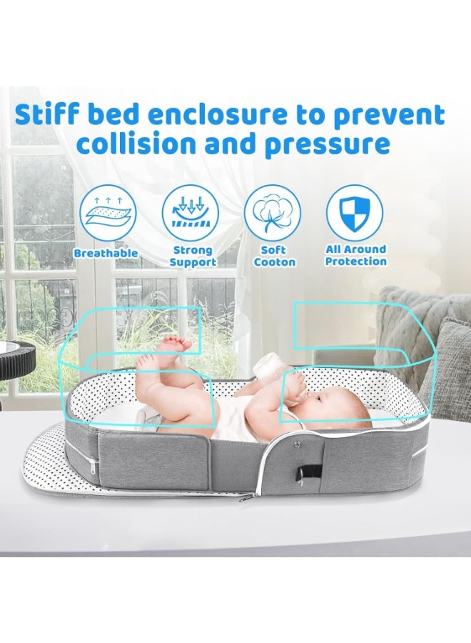 هيلاكيكس سرير سفر للاطفال مع شبكة ناموسية ومظلة، خيمة اطفال قابلة للطي، سرير سفر بيونيك جيد التهوية، سرير اطفال محمول قابل للطي مع شبكة ناموسية - Image 4