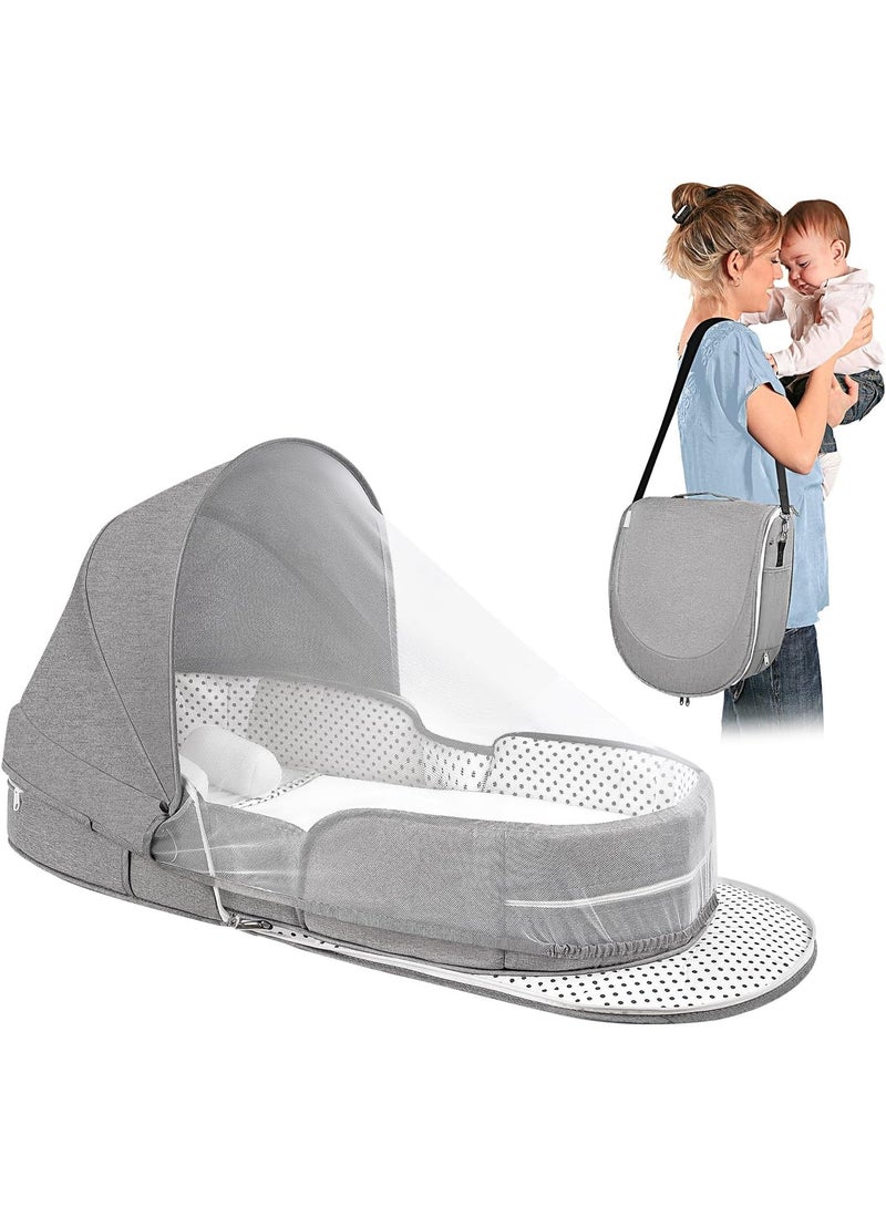 هيلاكيكس سرير سفر للاطفال مع شبكة ناموسية ومظلة، خيمة اطفال قابلة للطي، سرير سفر بيونيك جيد التهوية، سرير اطفال محمول قابل للطي مع شبكة ناموسية - Image 1